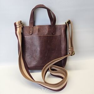 Madewell Small Transport Tote Purse Crossbody Leather Burgundy Cabernet Pockets